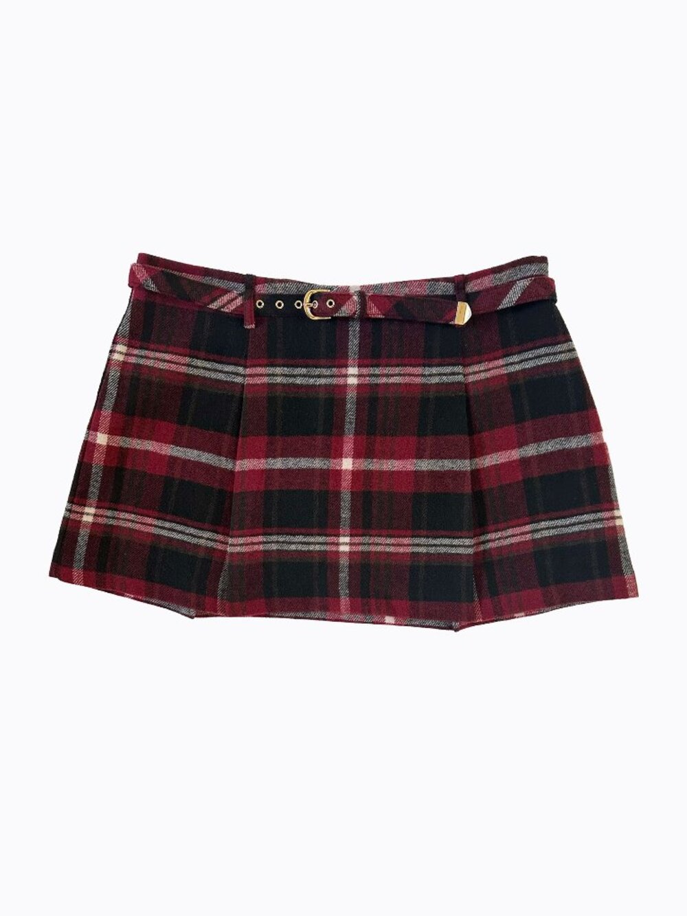 GAP Plaid Mini Skirt in Burgundy, Black, and Gray